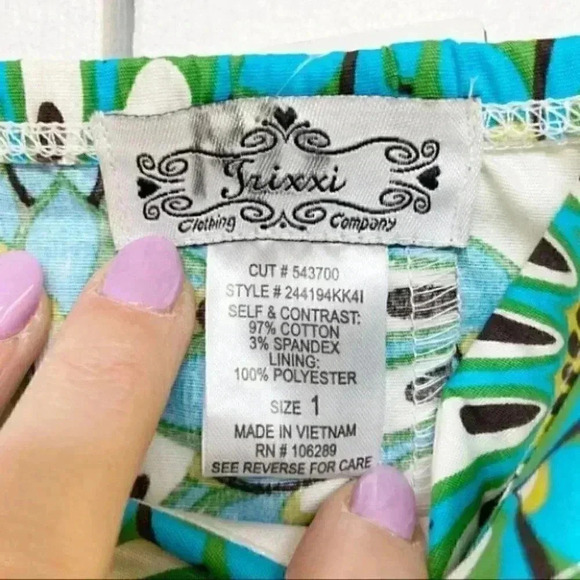 Trixxi Strapless Fit & Flare Dress Sweetheart Neck Green Black Floral Size XXS - Picture 13 of 15